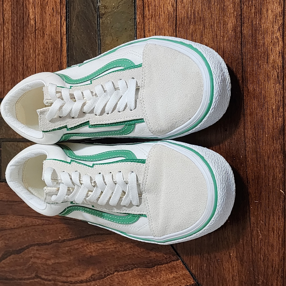 VANS Old Skool Bolt Shoe Men's Size US 9.5 Canvas White/Green - Picture 2 of 5